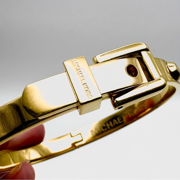 Michael Kors Yellow Gold Astor Stud Buckle Bangle Bracelet - Picture 2 of 7